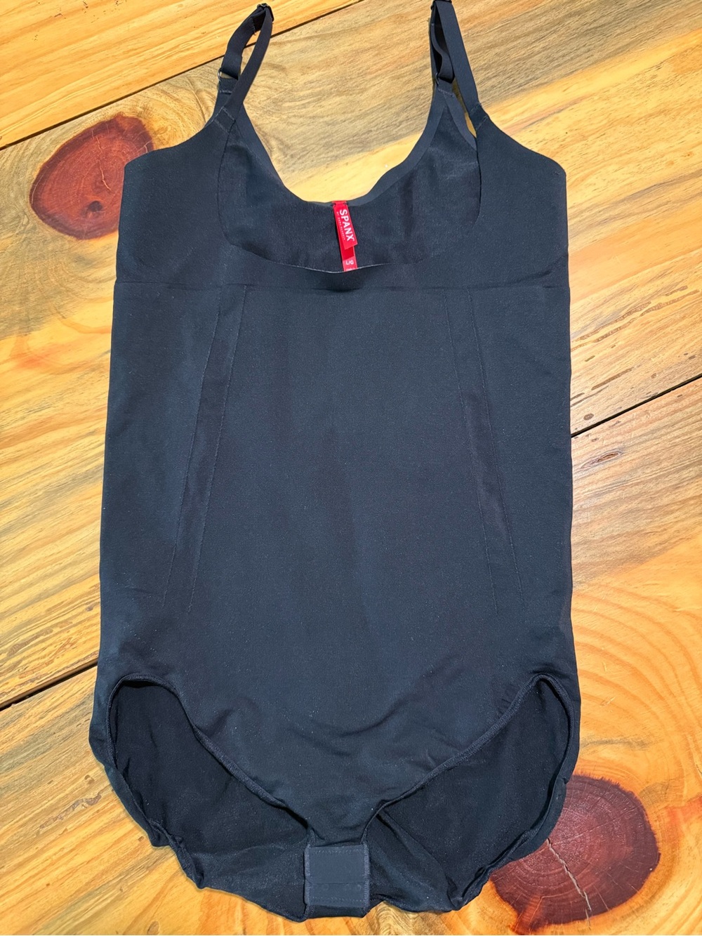 SPANX Black Shapewear Open Bust Bodysuit, Size Large